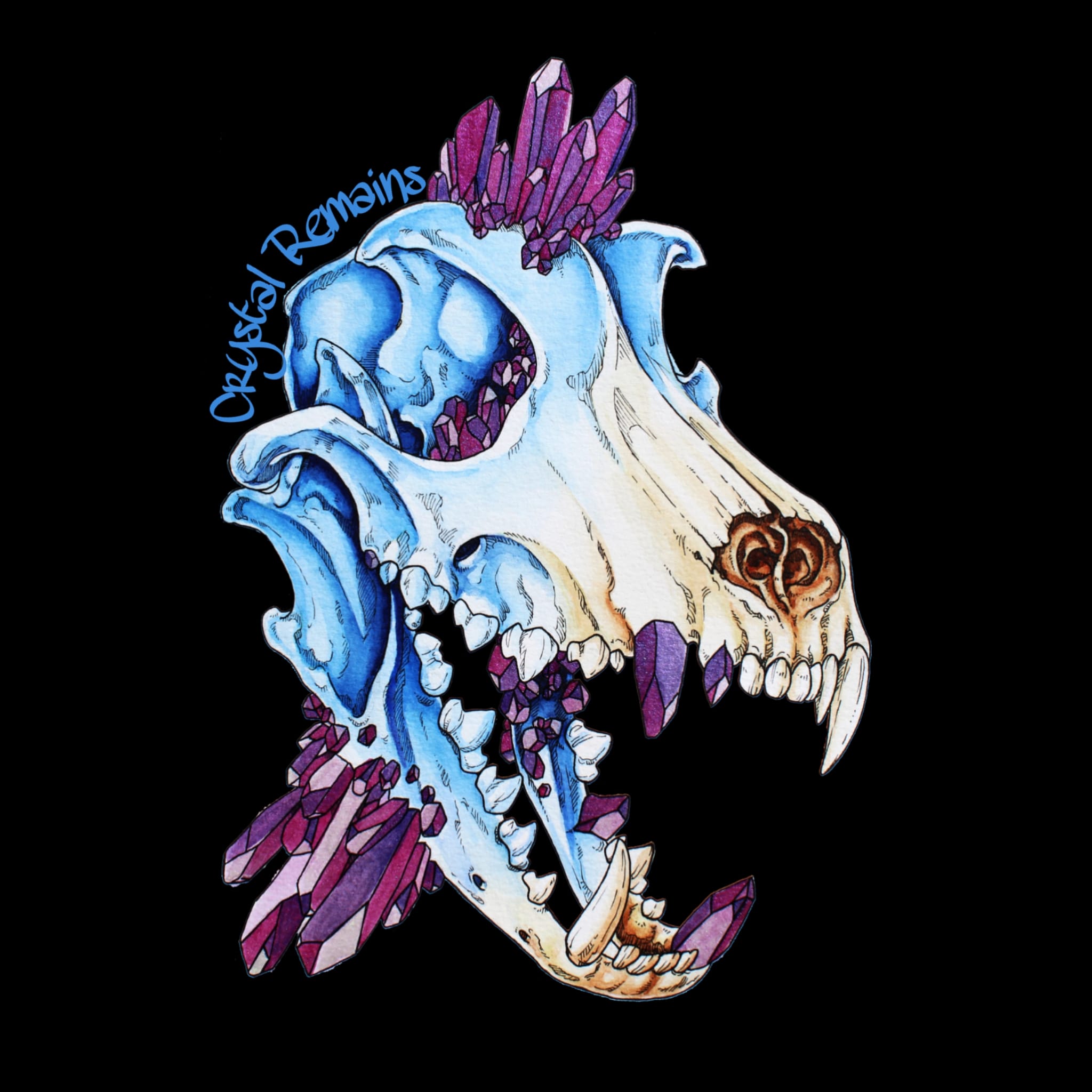 Pearlescent pink store & Silver Coyote Skull